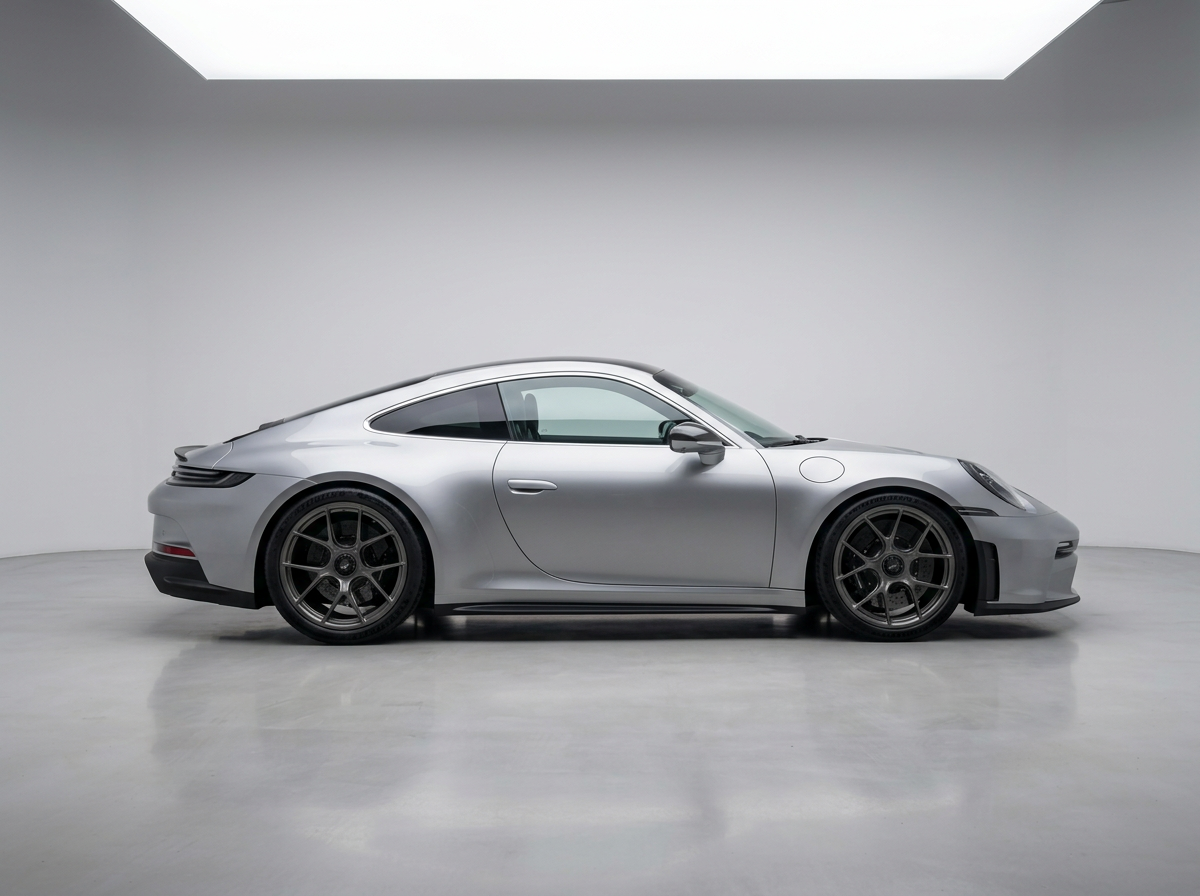 Porsche 911 — 4.0 992.2 GT3 Touring PDK — GT Silver metallic, black interior with contrast GT Silver stitching, Lightweight Package, PCCB in black high gloss, tinted HD Matrix LED, front axle lift