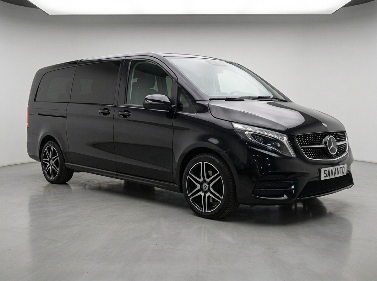 Mercedes-Benz V Class — V300d Extra-Long Premium, 75 plate — Exterior AMG design package, Obsidian Black metallic with black leather, 8 seats