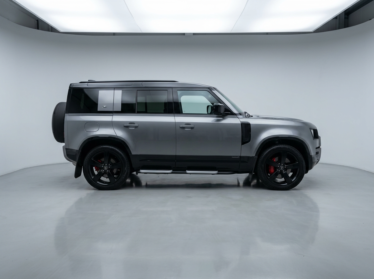 Land Rover Defender 110 — 3.0 P400 MHEV X Auto 4WD Euro 6 (s/s) 5dr — Eiger Grey metallic with full Ebony Windsor leather, high specification with factory upgrades, full JLR service history and extended JLR warranty