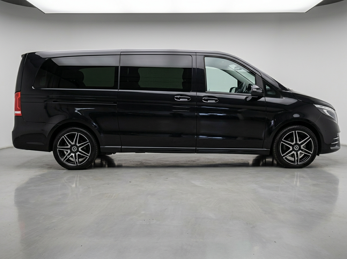 Mercedes-Benz V Class — V300d Extra-Long Premium, 75 plate — Exterior AMG design package, Obsidian Black metallic with black leather, 8 seats