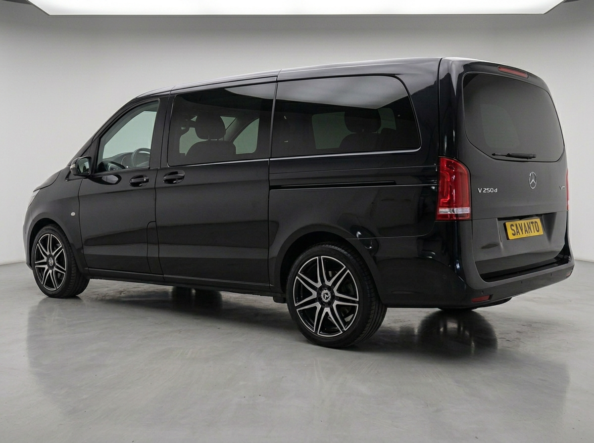 Mercedes-Benz V Class — V300d Extra-Long Premium, 75 plate — Exterior AMG design package, Obsidian Black metallic with black leather, 8 seats